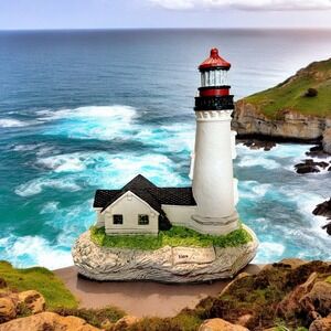 1991 Light Harbour YAQUINA HEAD OR Lighthouse Signed Bill Younger #3204 of 5500